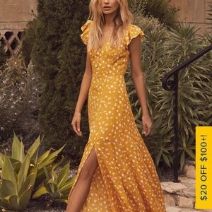 Fresh Picked Mustard Yellow Floral Print Maxi Dress Lulu’s